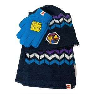 Lego‎ The Movie Boys Girls Knit Hat Gloves and Scarf Set One Size